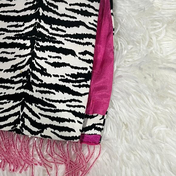 Bliss Zebra Print Skirt w/Pink bead Fringe Size 4 - Picture 8 of 9